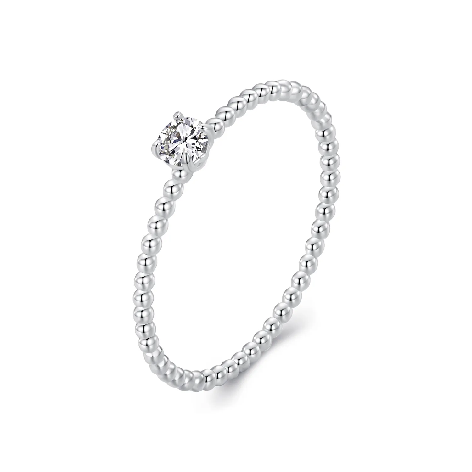 PANDORA Style Exquisite Bead Hoop Moissanite Stacking Ring (One Certificate) - MSR046