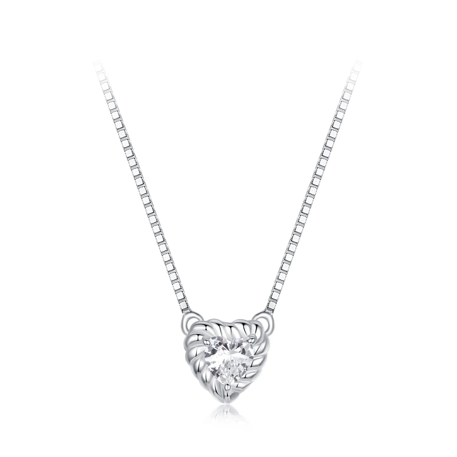 PANDORA Style Exquisite Heart-Shaped Moissanite Collarbone Necklace (One Certificate) - MSN032