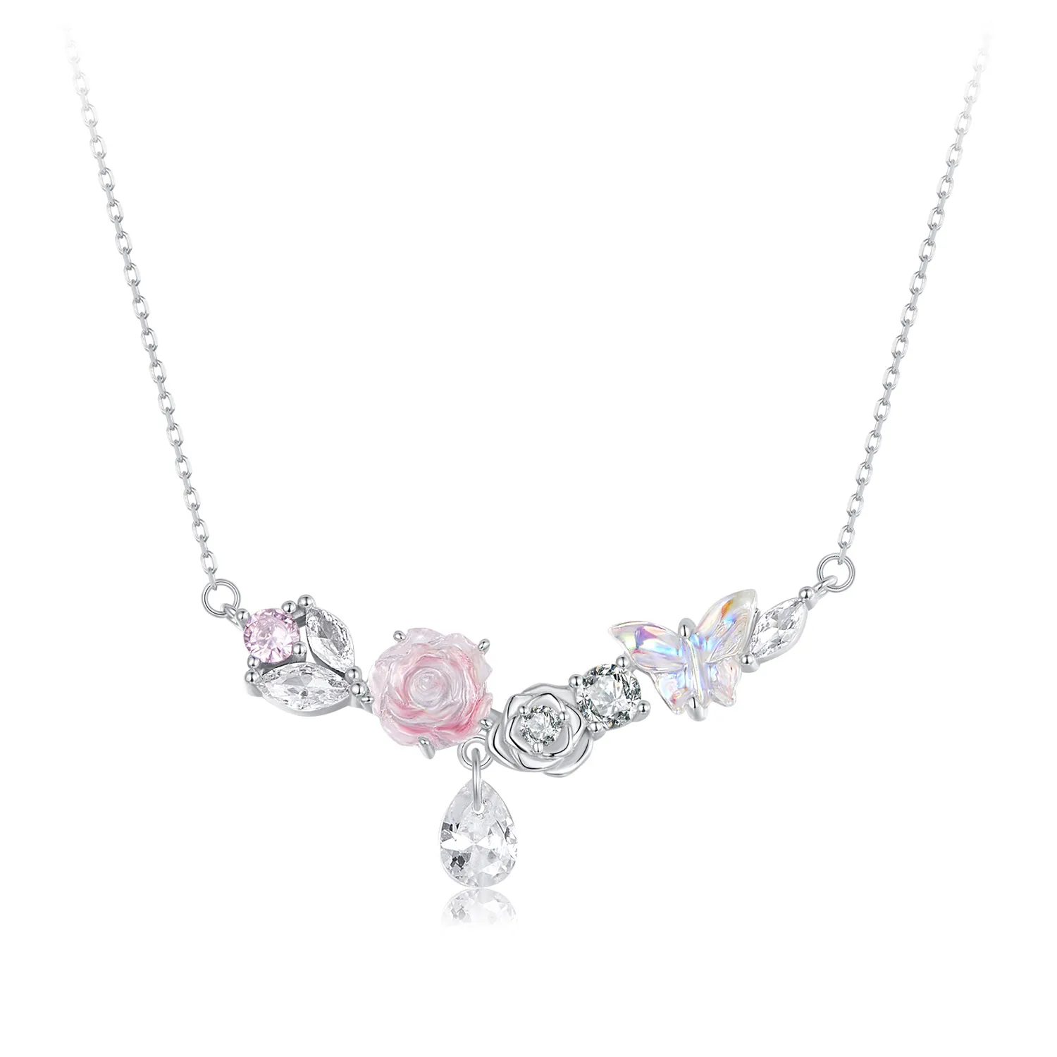 PANDORA Style Fantasy Butterfly Flower Necklace - SCN521