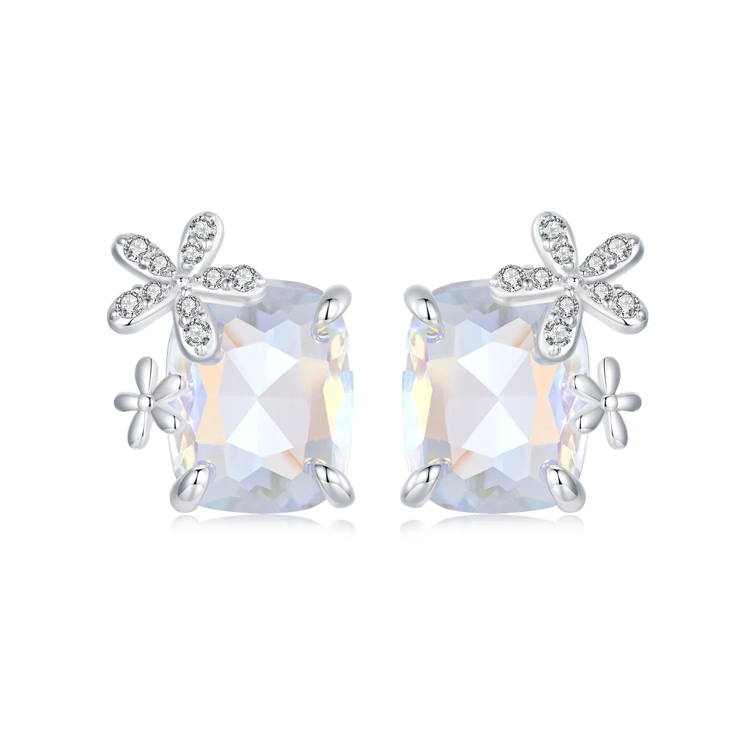 pandora style fantasy flower main stone earrings sce1724