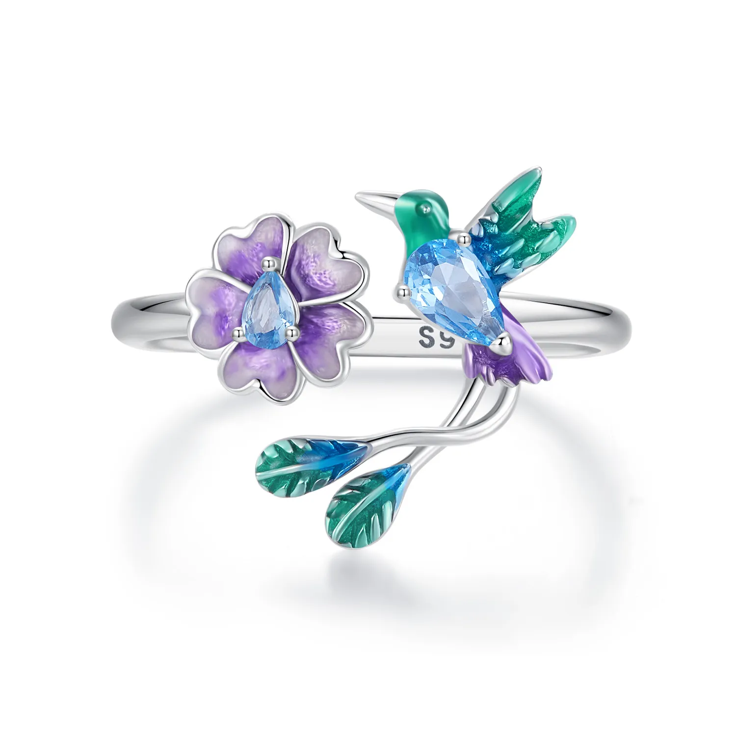 PANDORA Style Flower And Bird Open Ring - BSR536-E