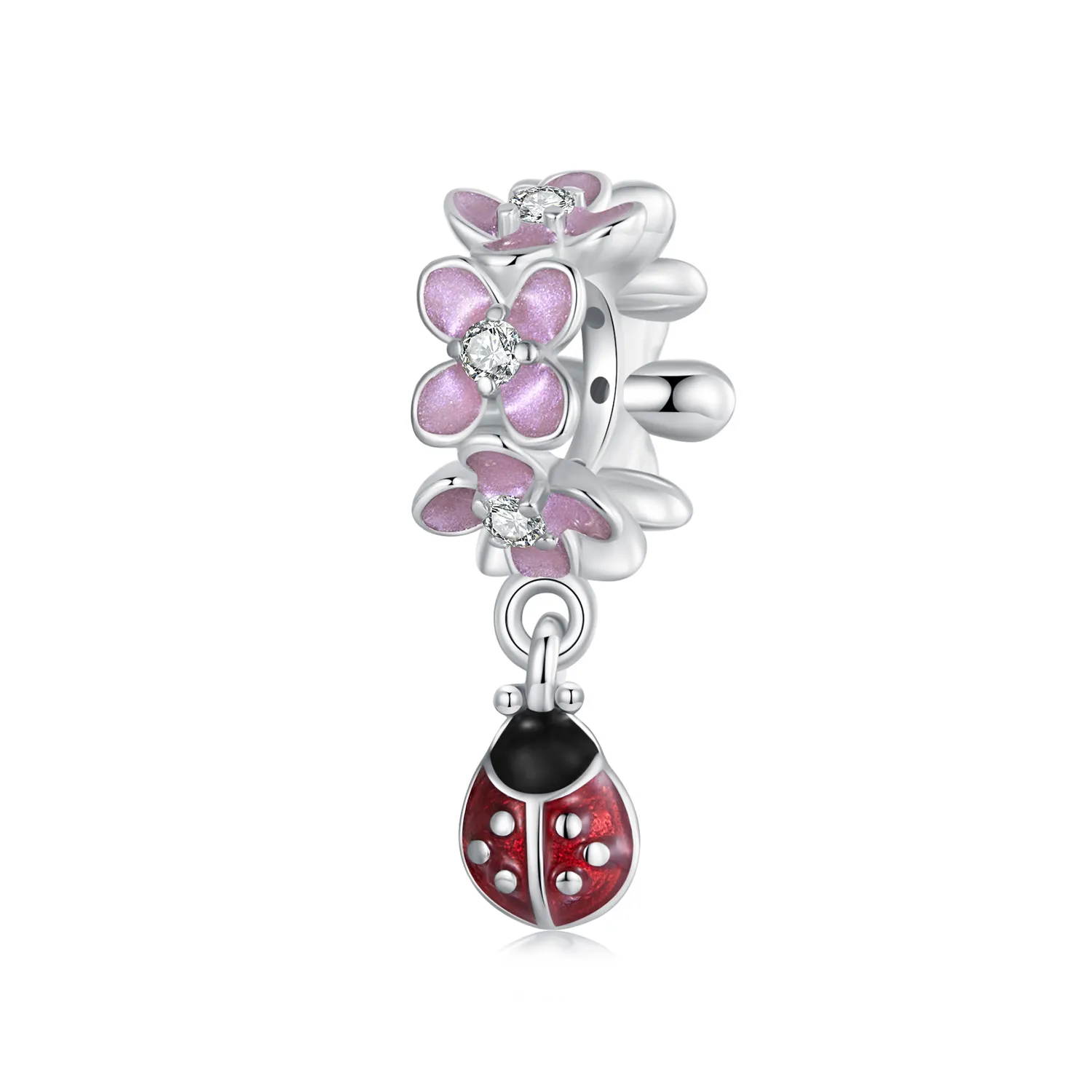 pandora style flower ladybug separator beads scc2740