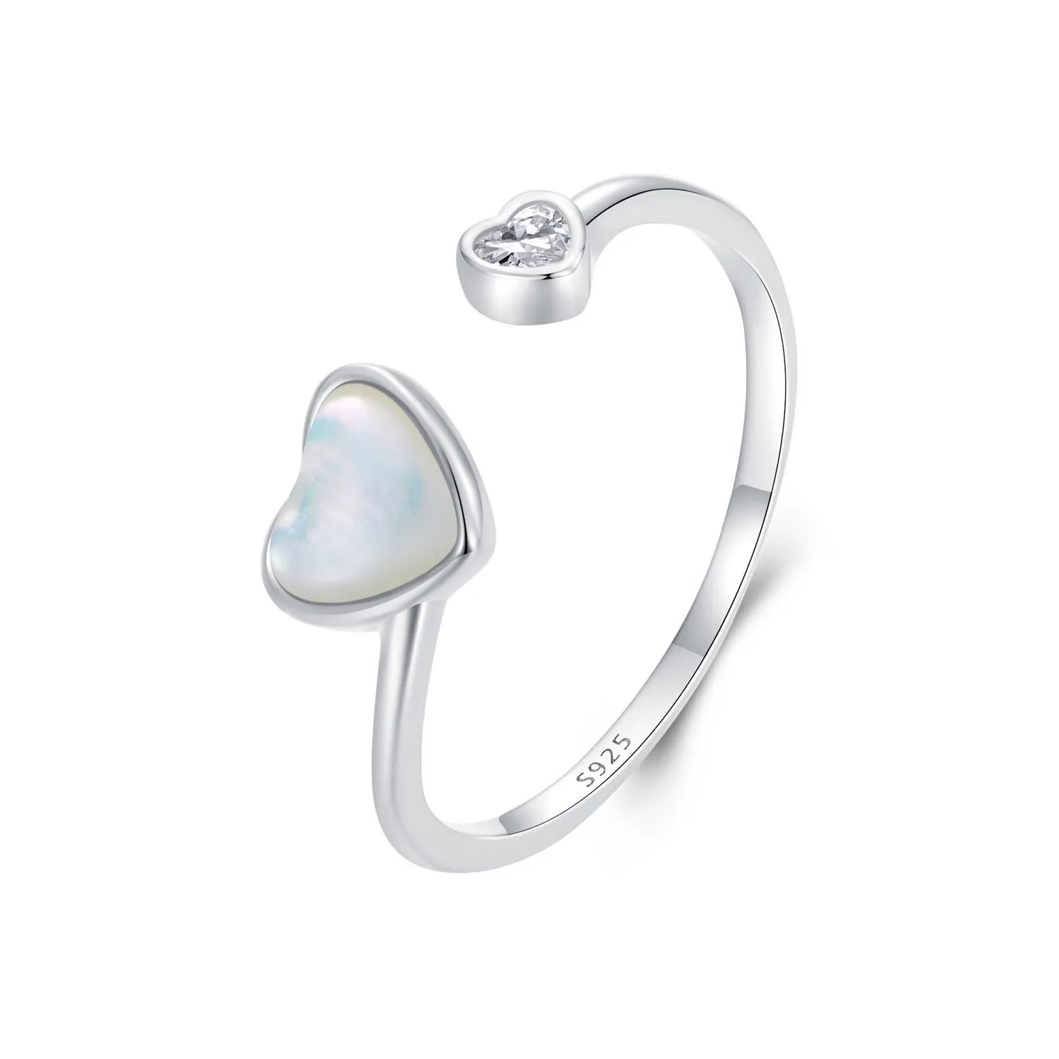 pandora style heartbeating white shell open ring bsr520e