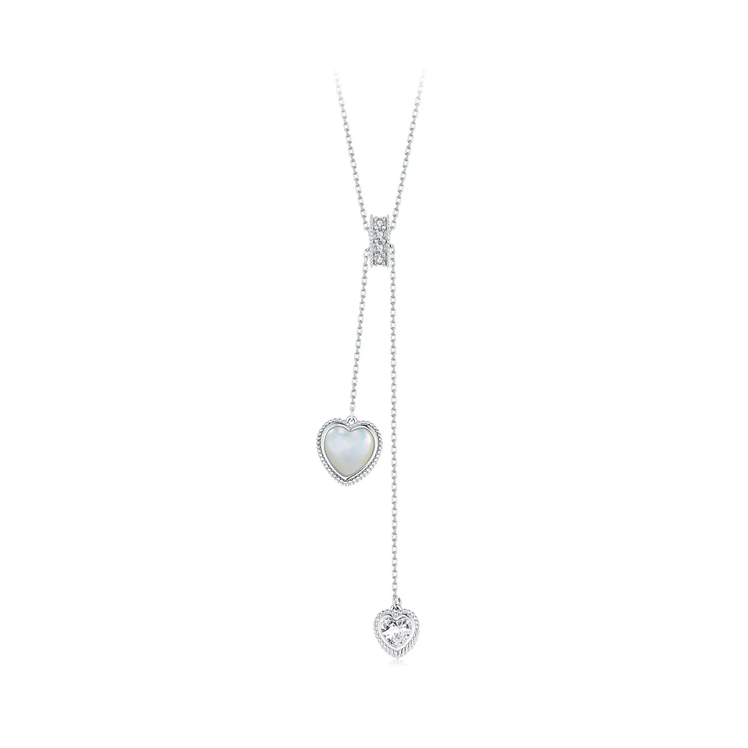 pandora style heartbeating white shell yshaped chain bsn372