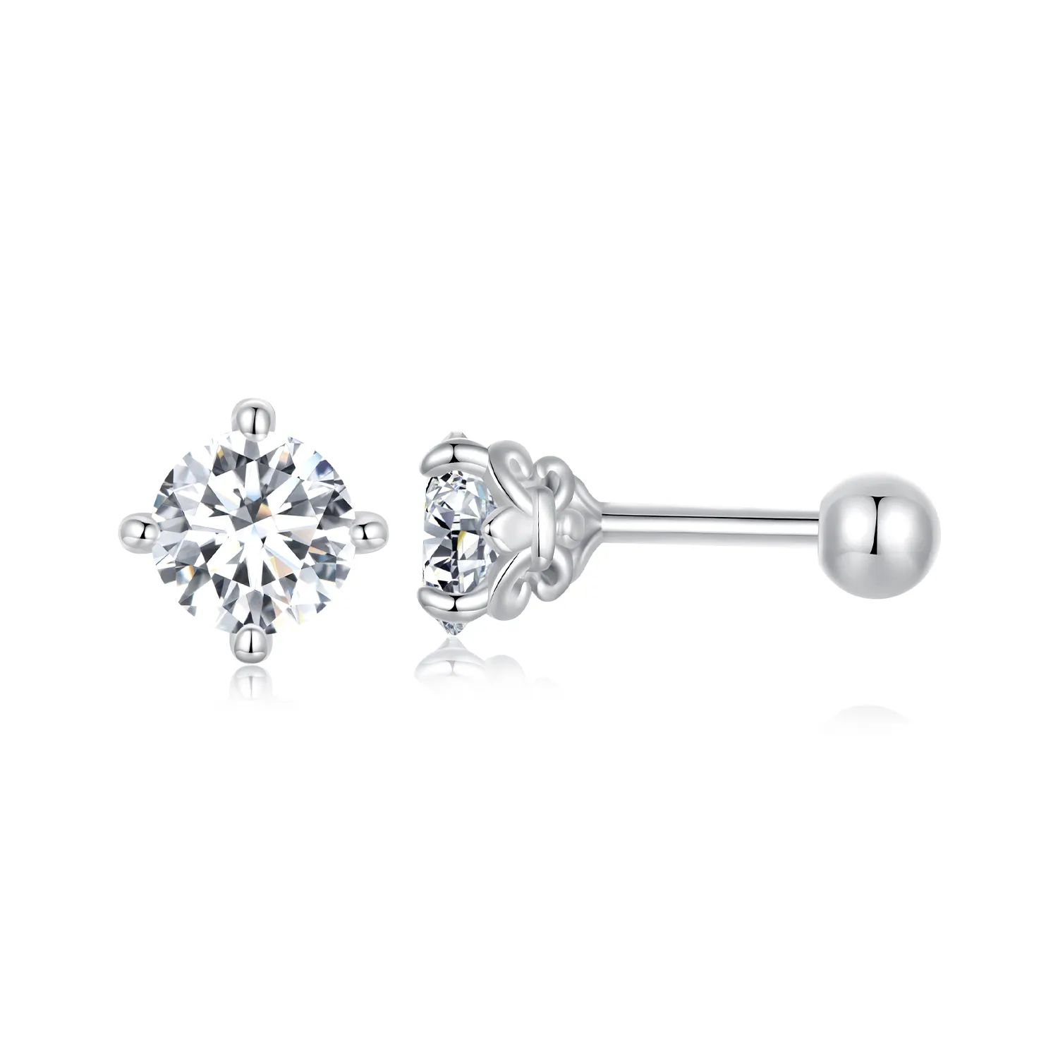 pandora style moissanite pattern thread ball earrings two certificates mse050