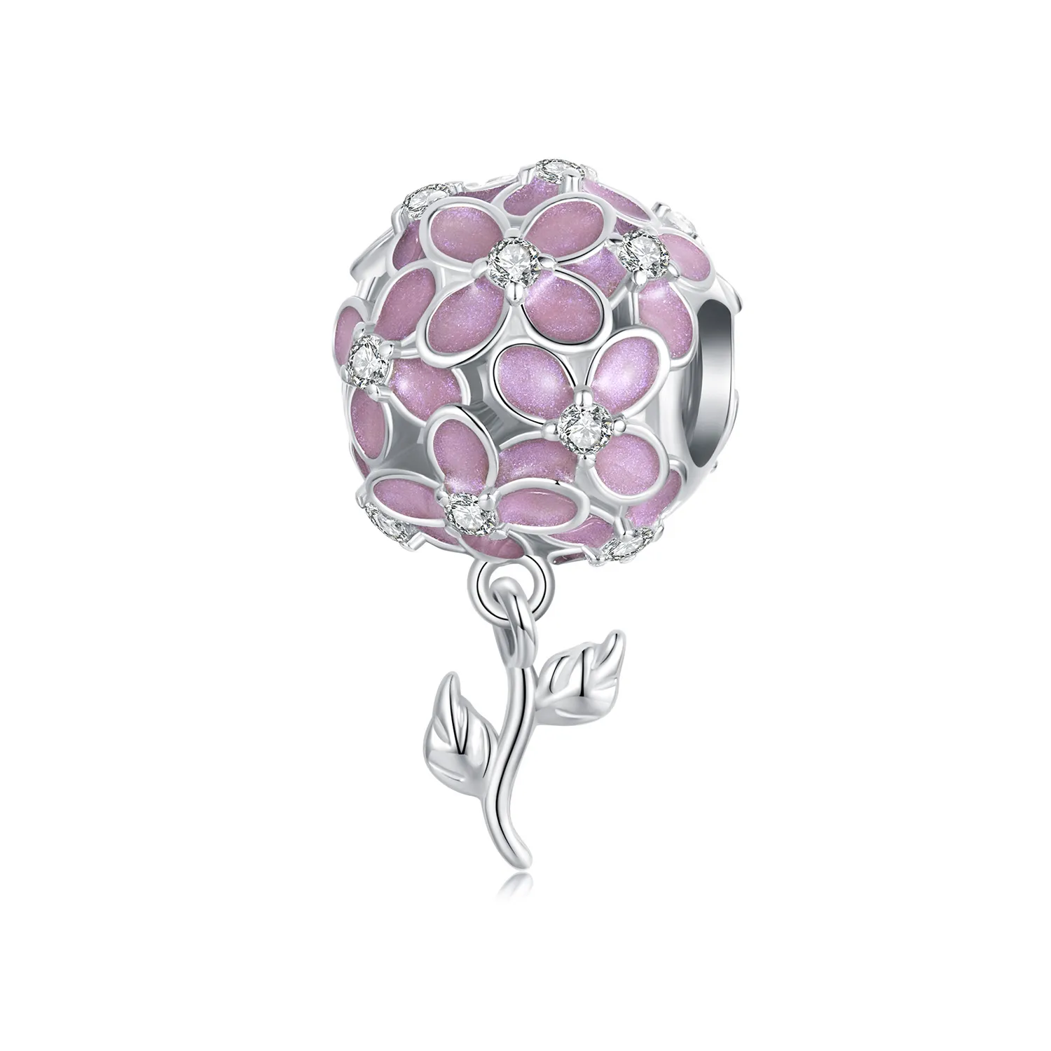 pandora style pink flower ball beads scc2738