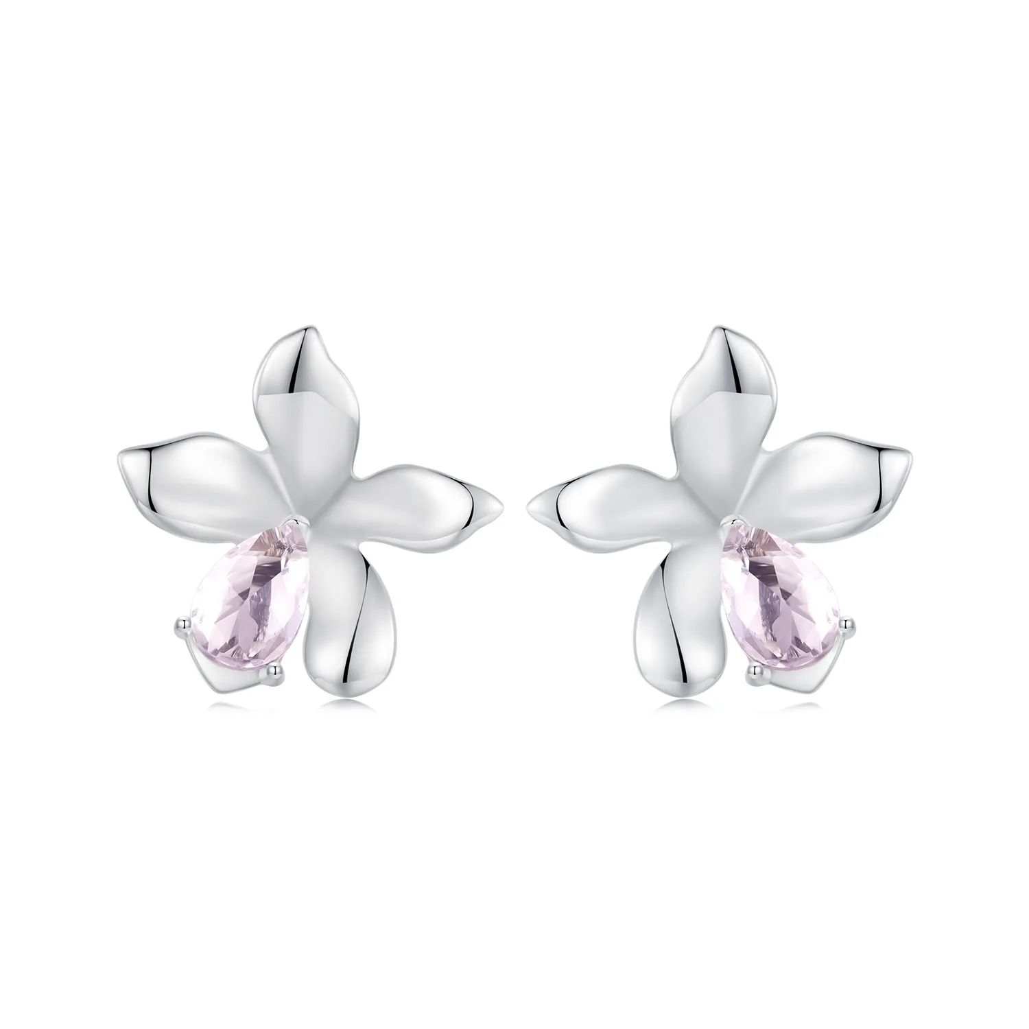 pandora style pink flower earrings sce1723