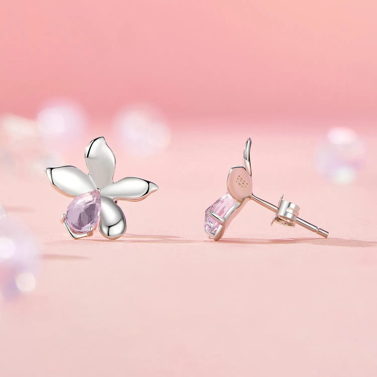 PANDORA Style Pink Flower Earrings - SCE1723