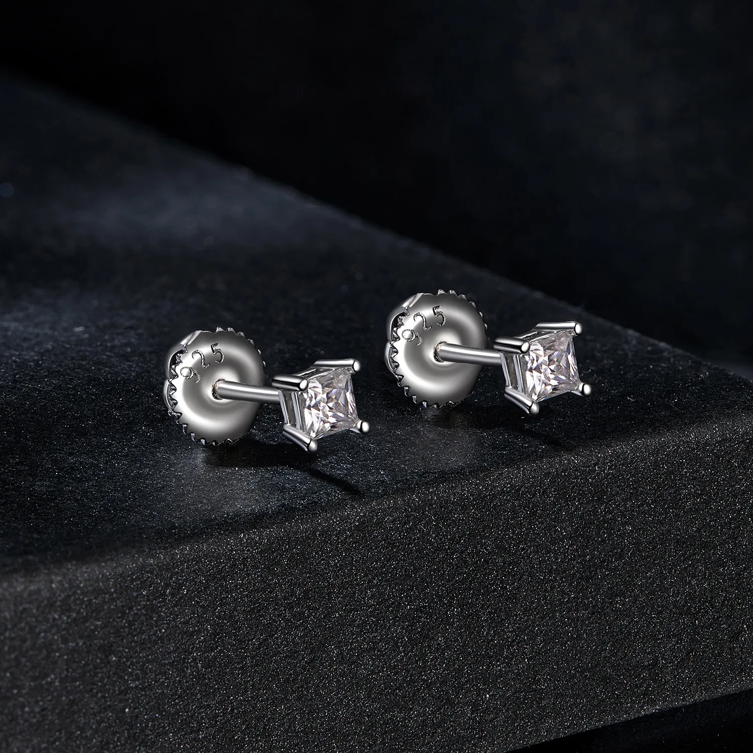 PANDORA Style Princess Moissanite Earrings (One Certificate) - MSE047-S