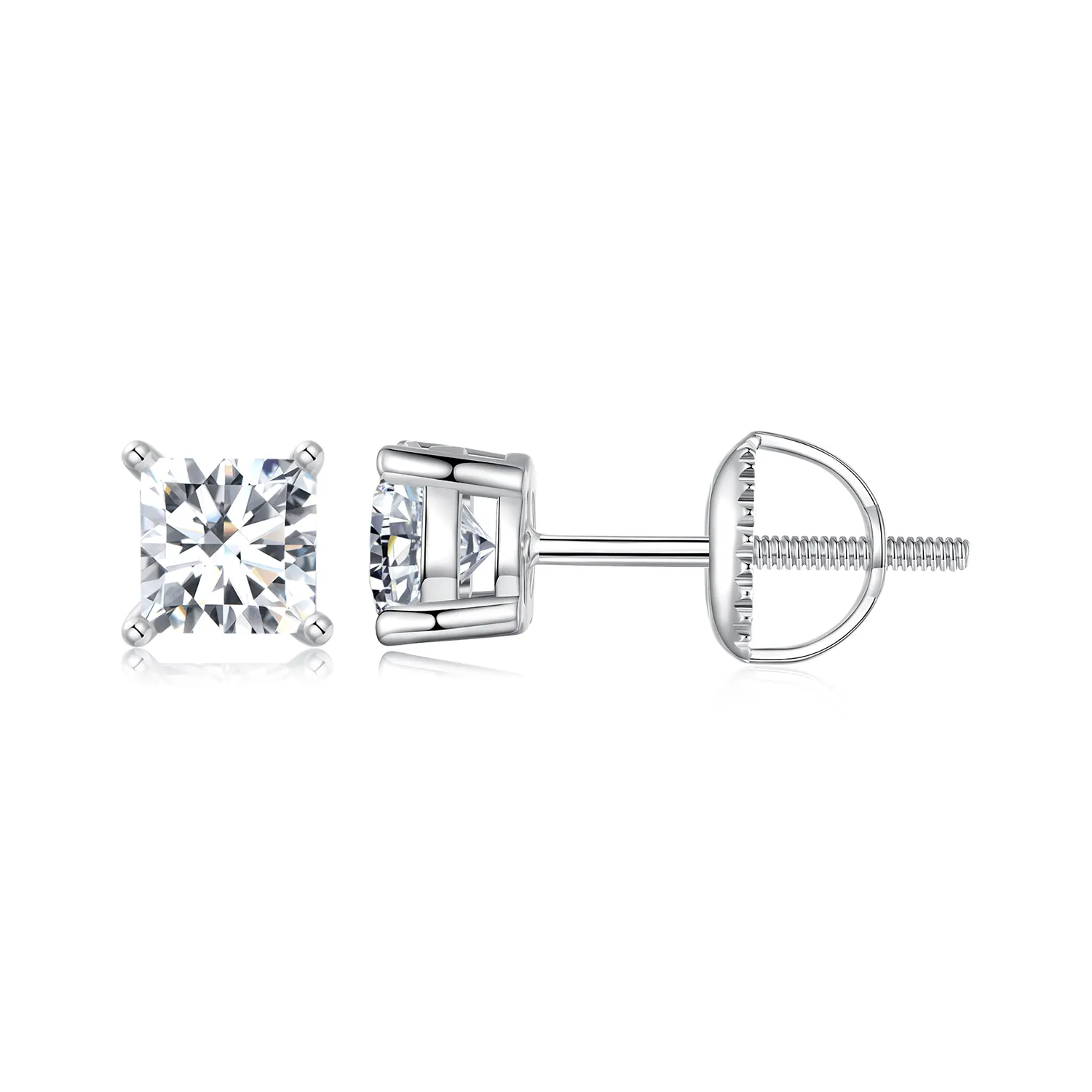 PANDORA Style Princess Moissanite Earrings (Two Certificates) - MSE047-L