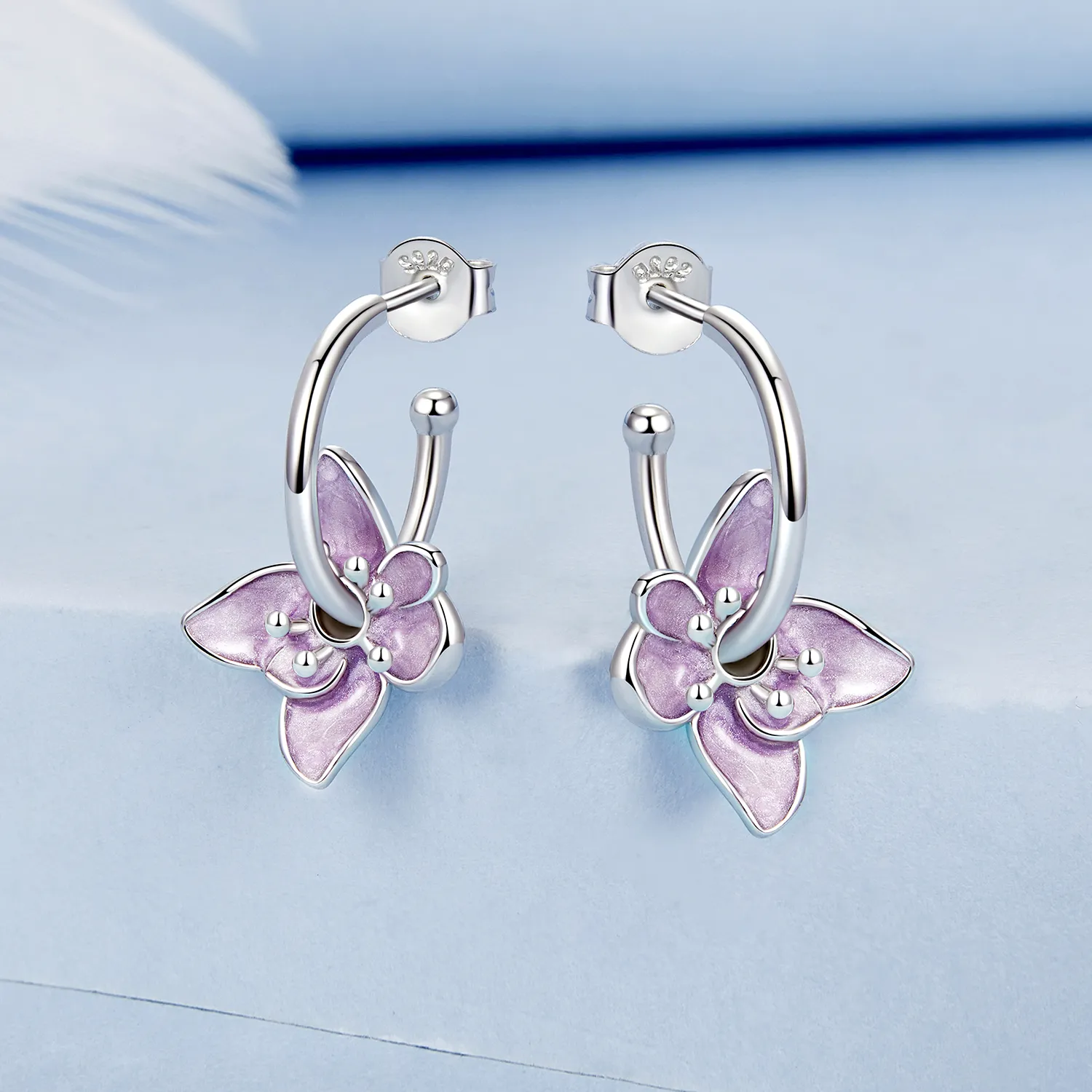 PANDORA Style Purple Flower Earrings - BSE976