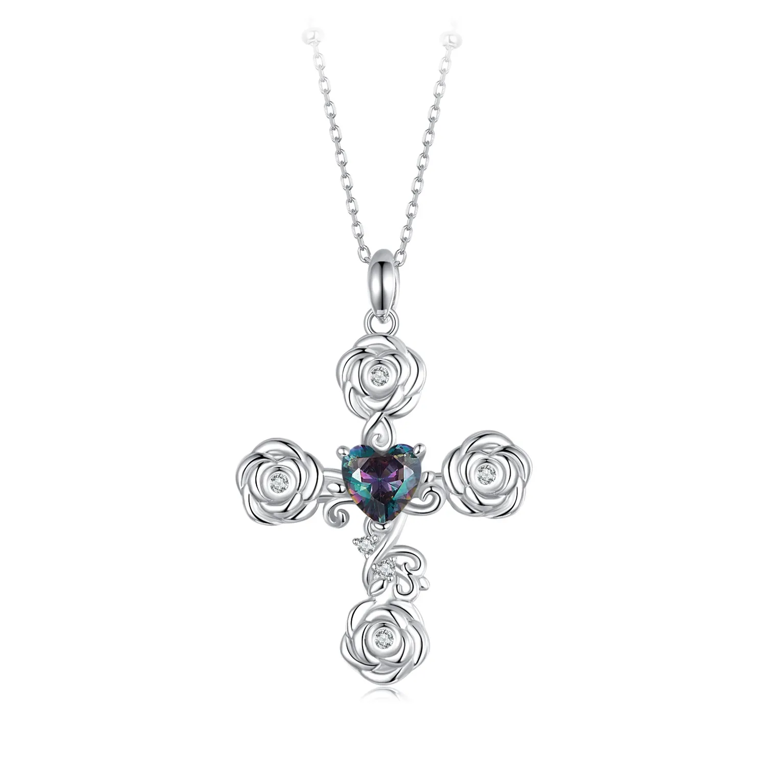 PANDORA Style Rose Cross Necklace - BSN379