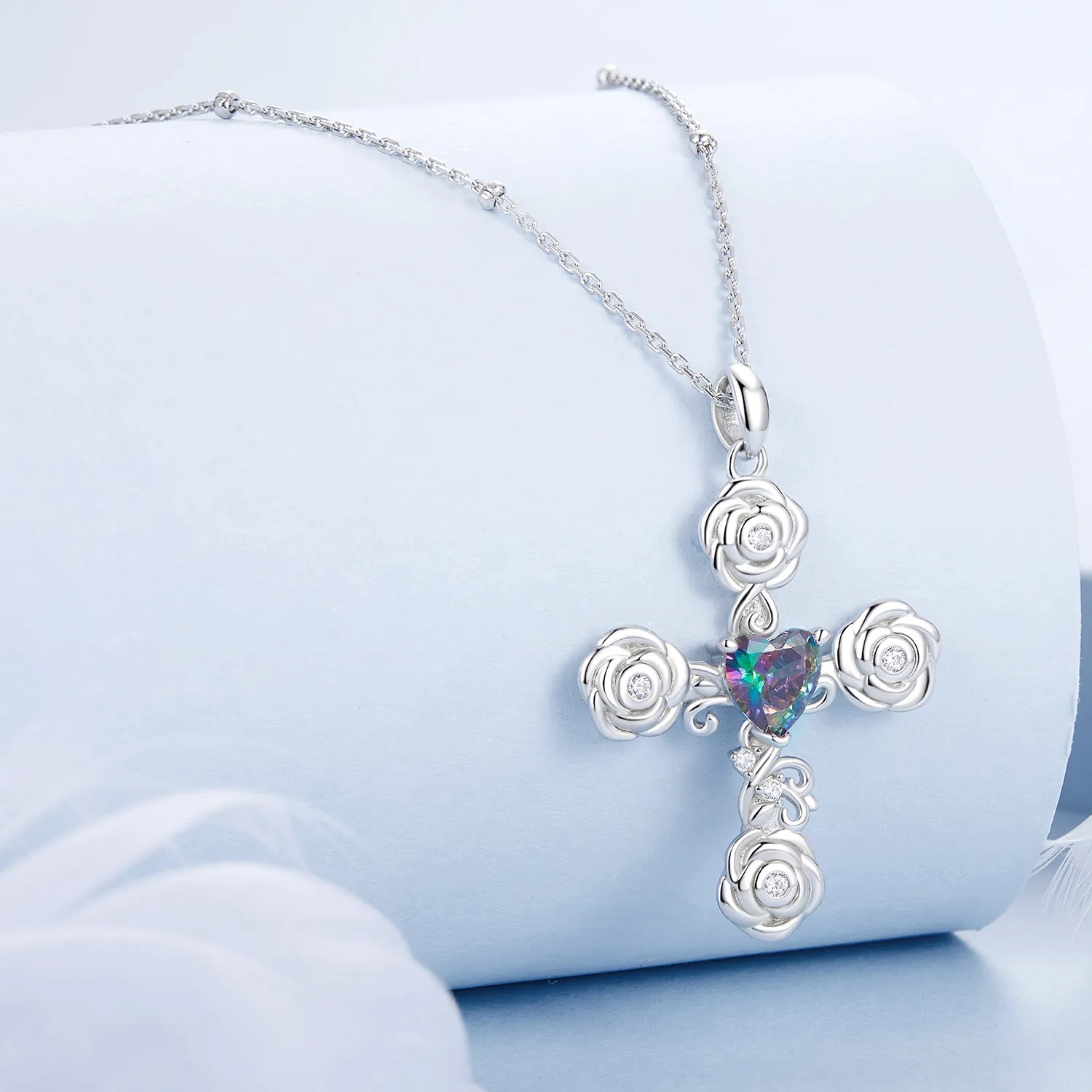 PANDORA Style Rose Cross Necklace - BSN379