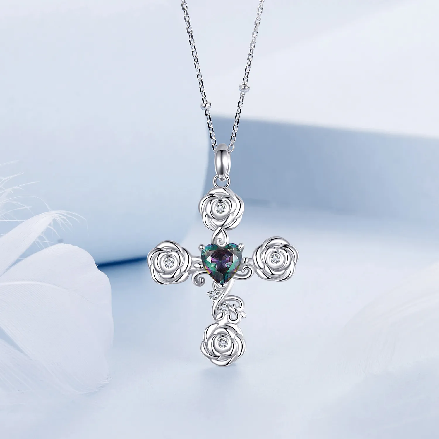 PANDORA Style Rose Cross Necklace - BSN379