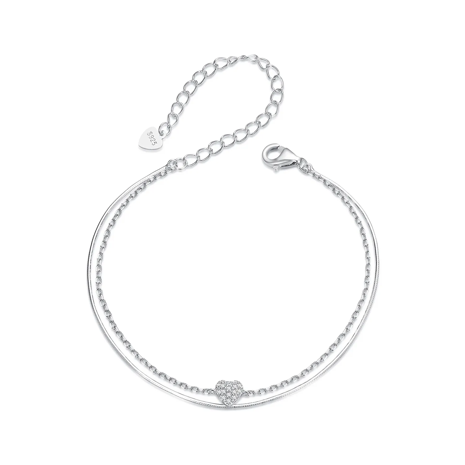 PANDORA Style Shining Heart Double Layer Bracelet - BSB169