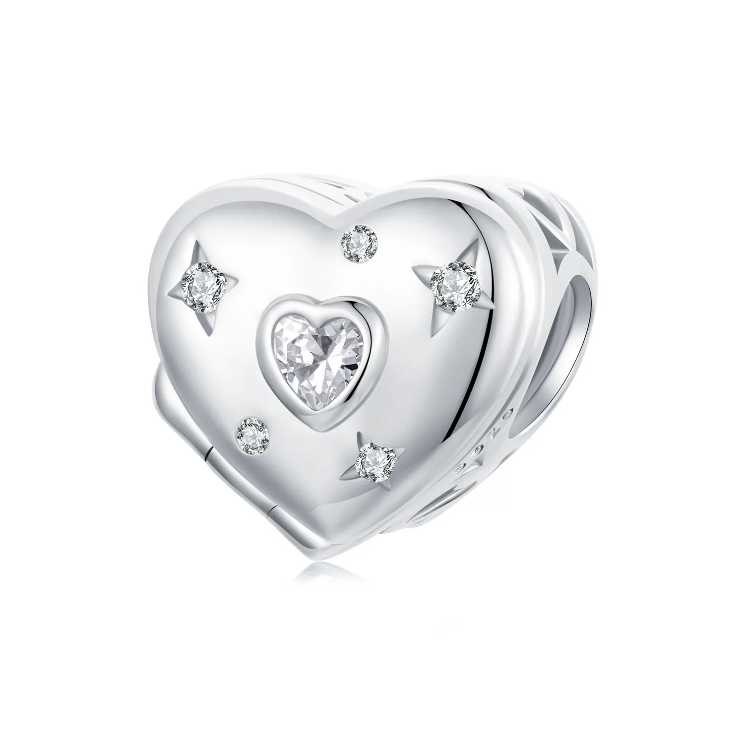 PANDORA Style Valentine\'s Day Open And Close Heart Beads - BSC973