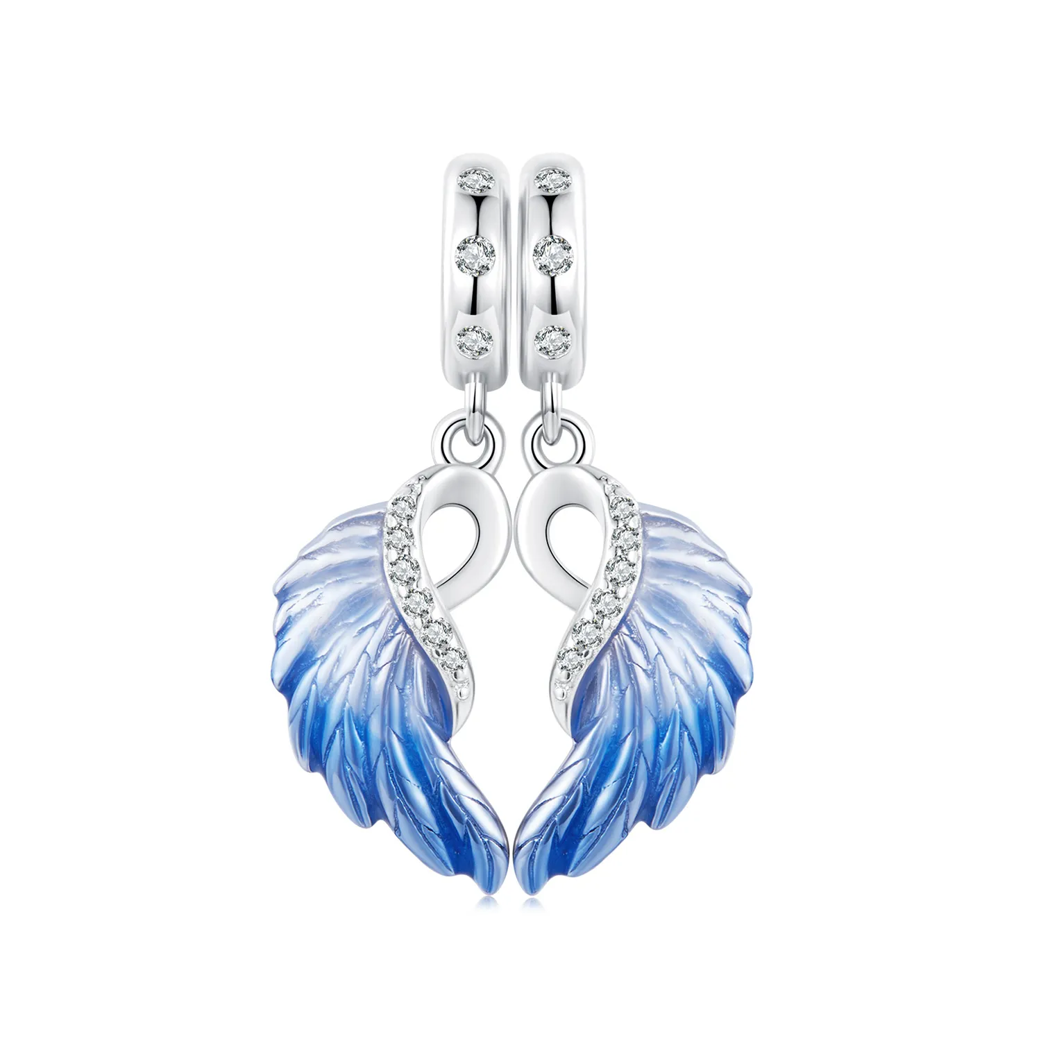 pandora style blue wings double pendant scc2781