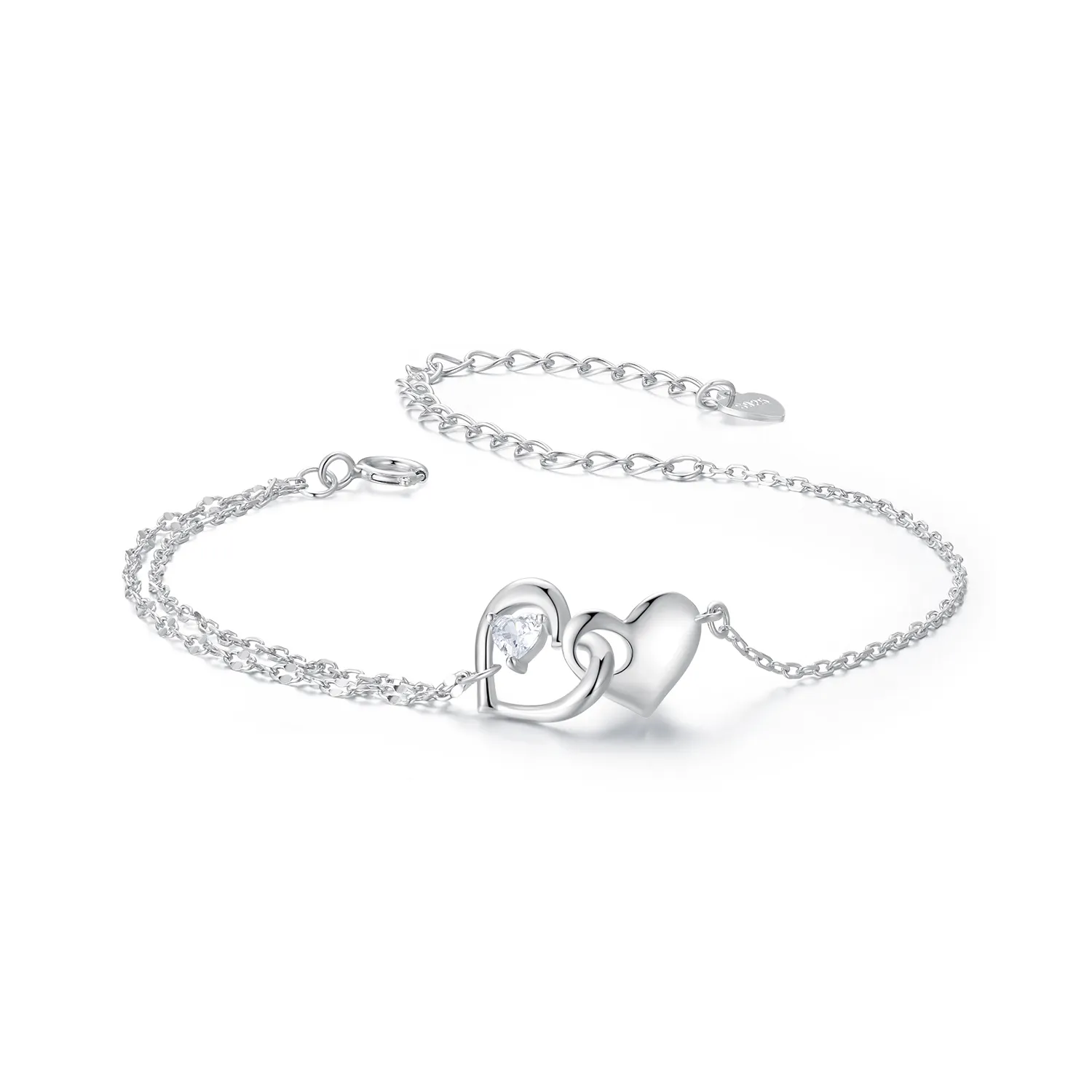 pandora style double heart bracelet bsb178