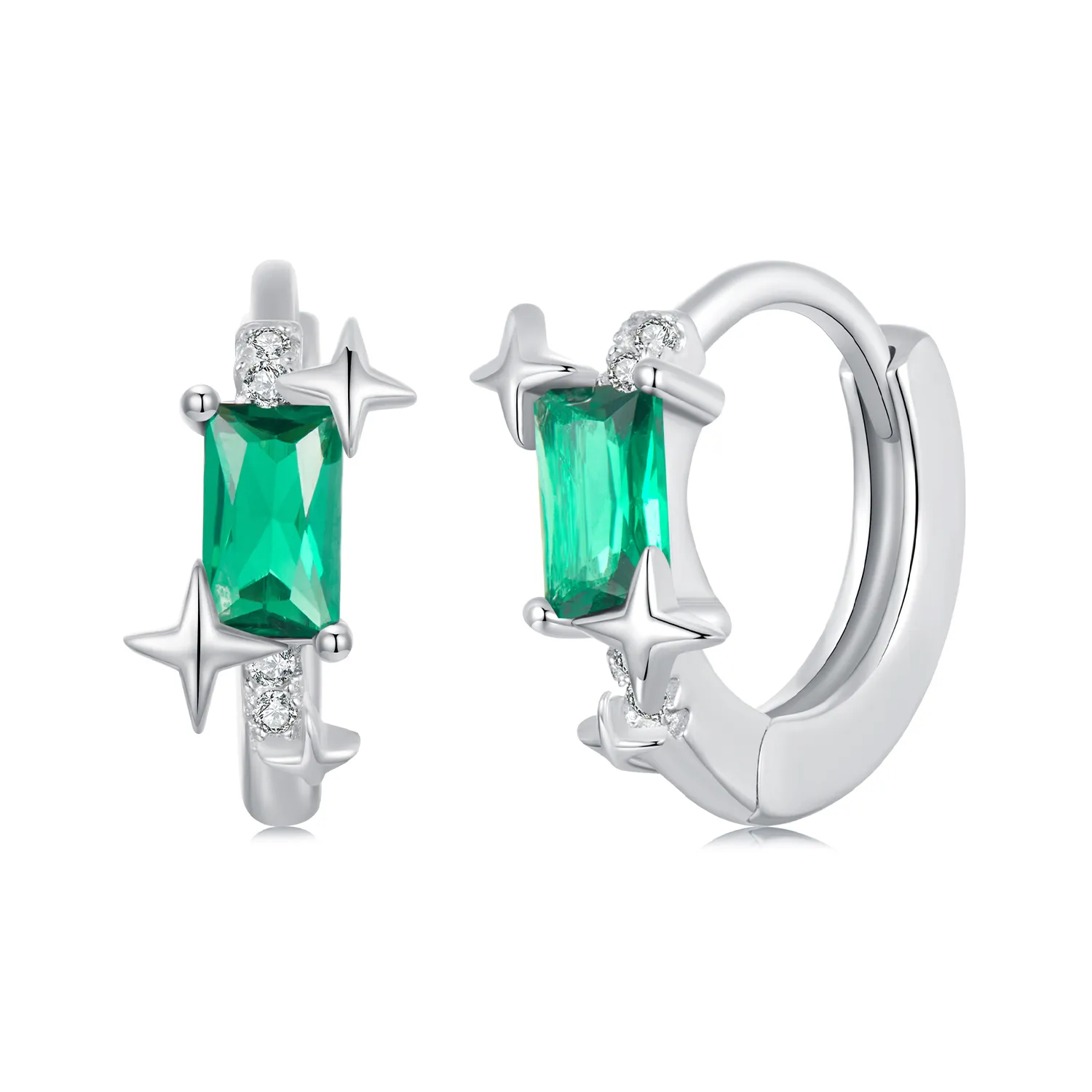 pandora style emerald star earrings bse1036