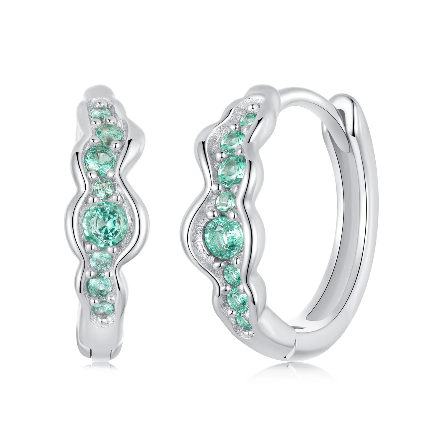 pandora style green wave earrings bse1034