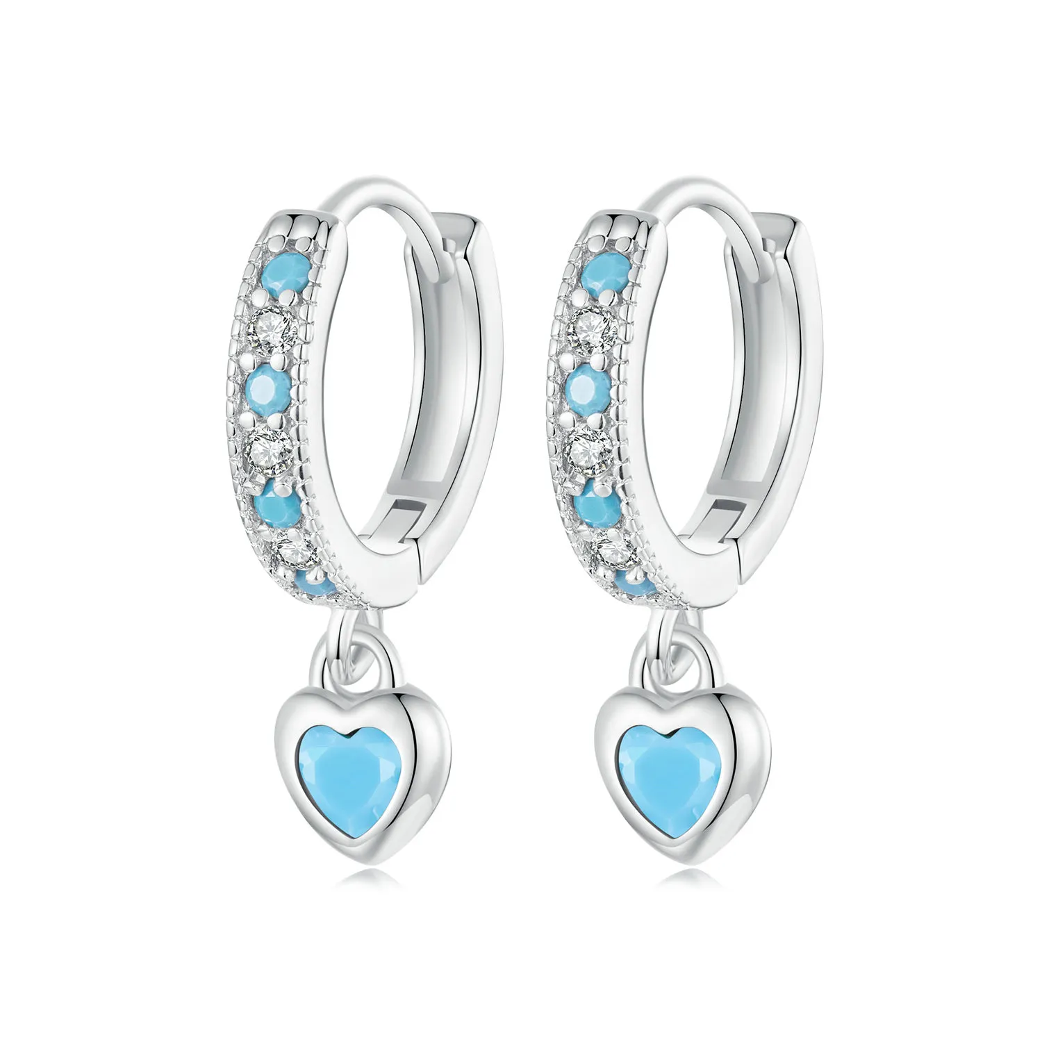 pandora style heartshaped turquoise earrings sce1738