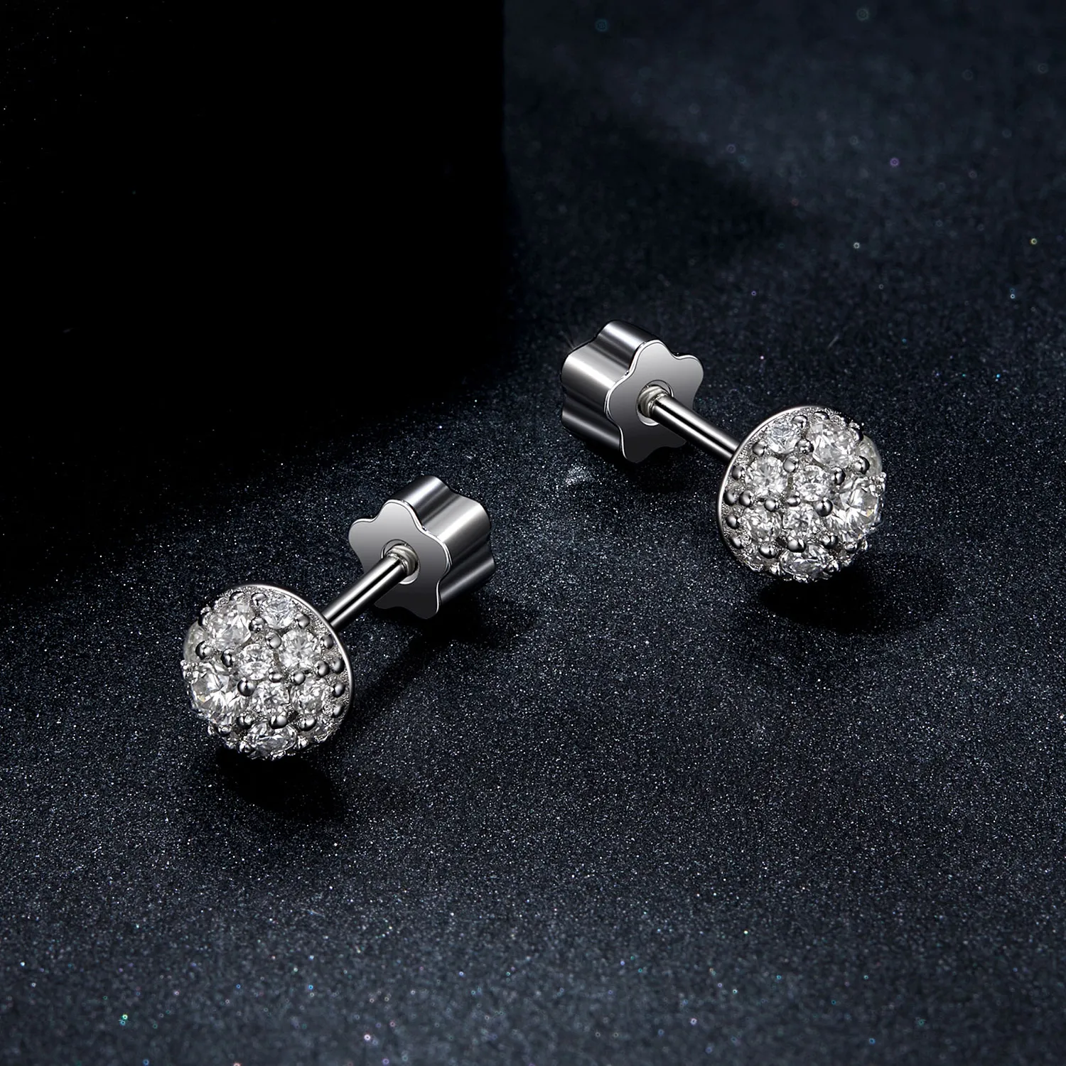 PANDORA Style Hemisphere Moissanite Earrings (with one certificate) - MSE057