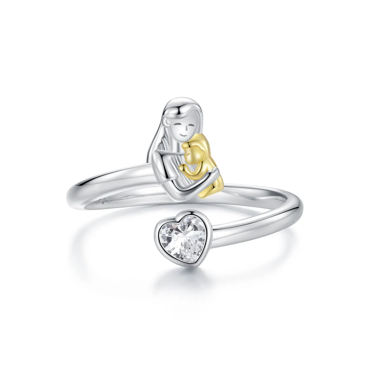 pandora style mother and child embrace ring scr1051e