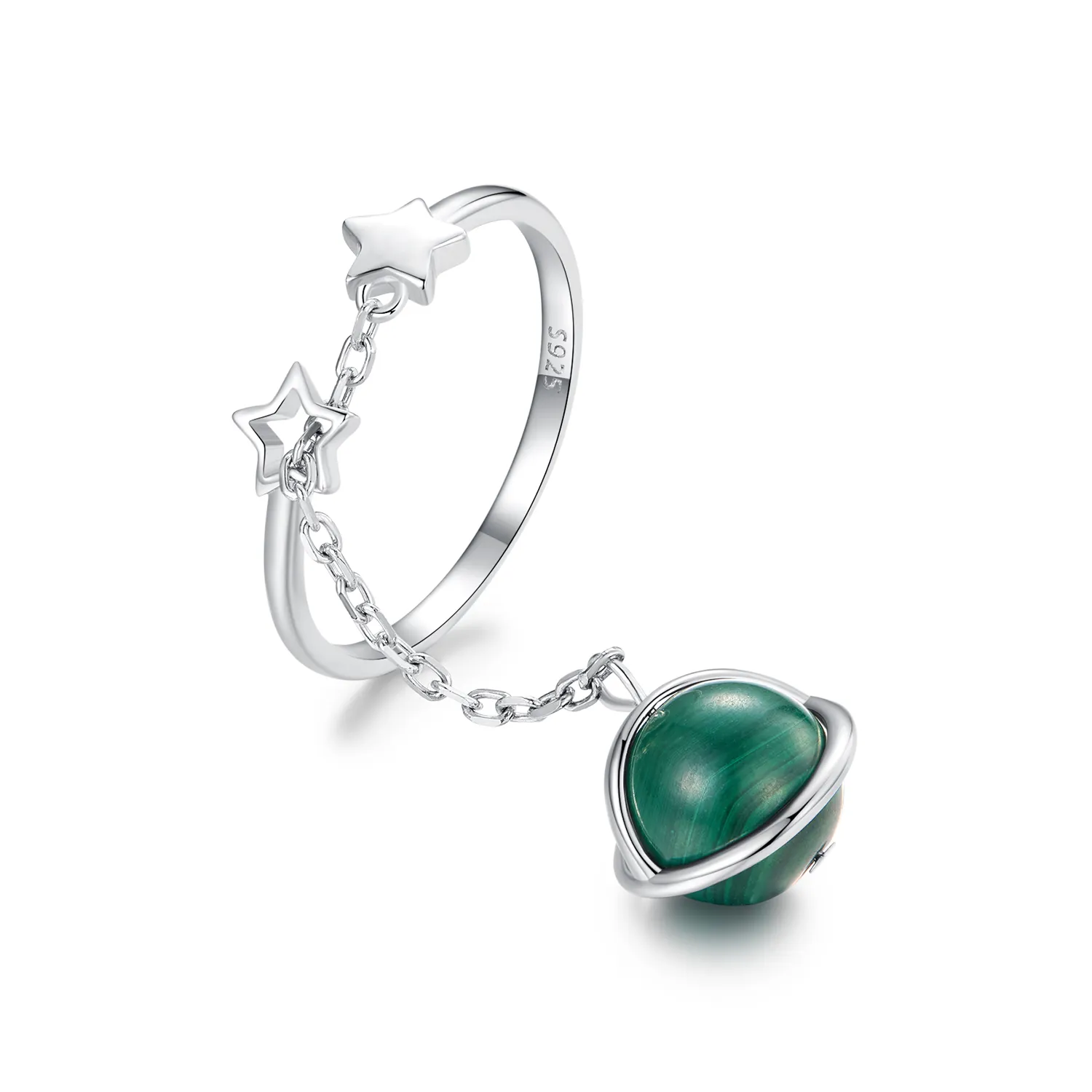 pandora style natural malachite open ring scr1034e