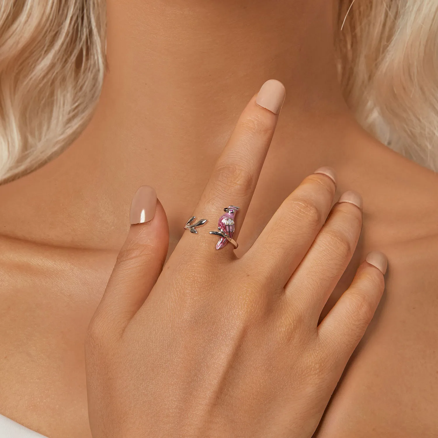 PANDORA Style Pink Parrot Open Ring - BSR551-E