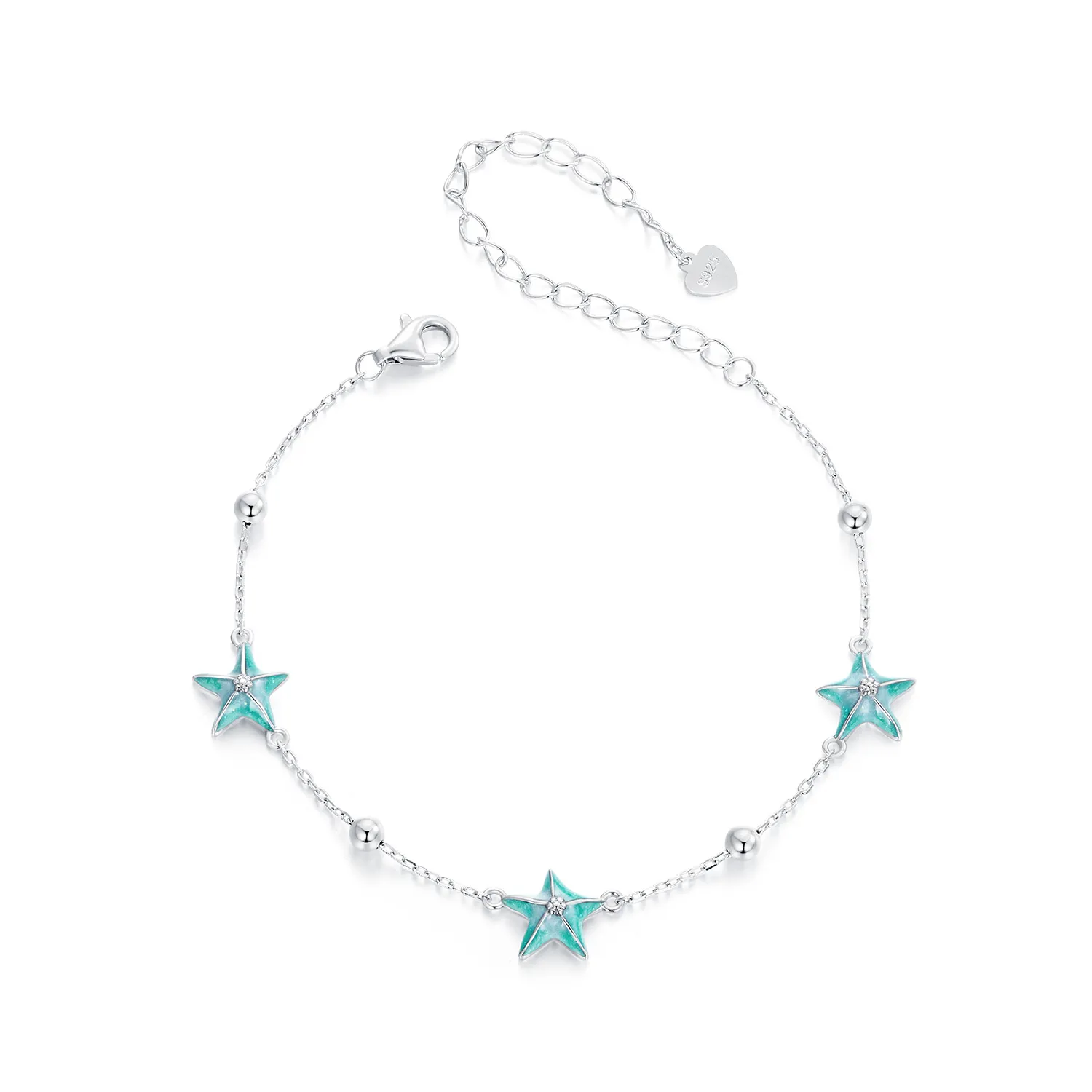 pandora style starfish teal bracelet scb276