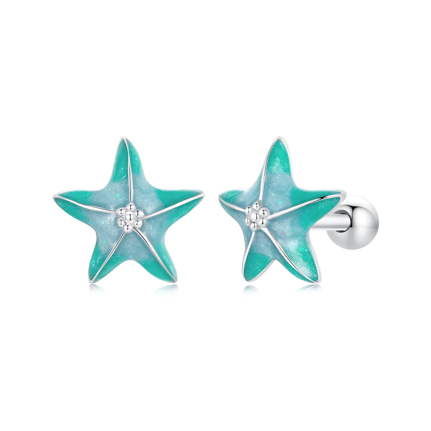 pandora style starfish teal stud earrings sce1747