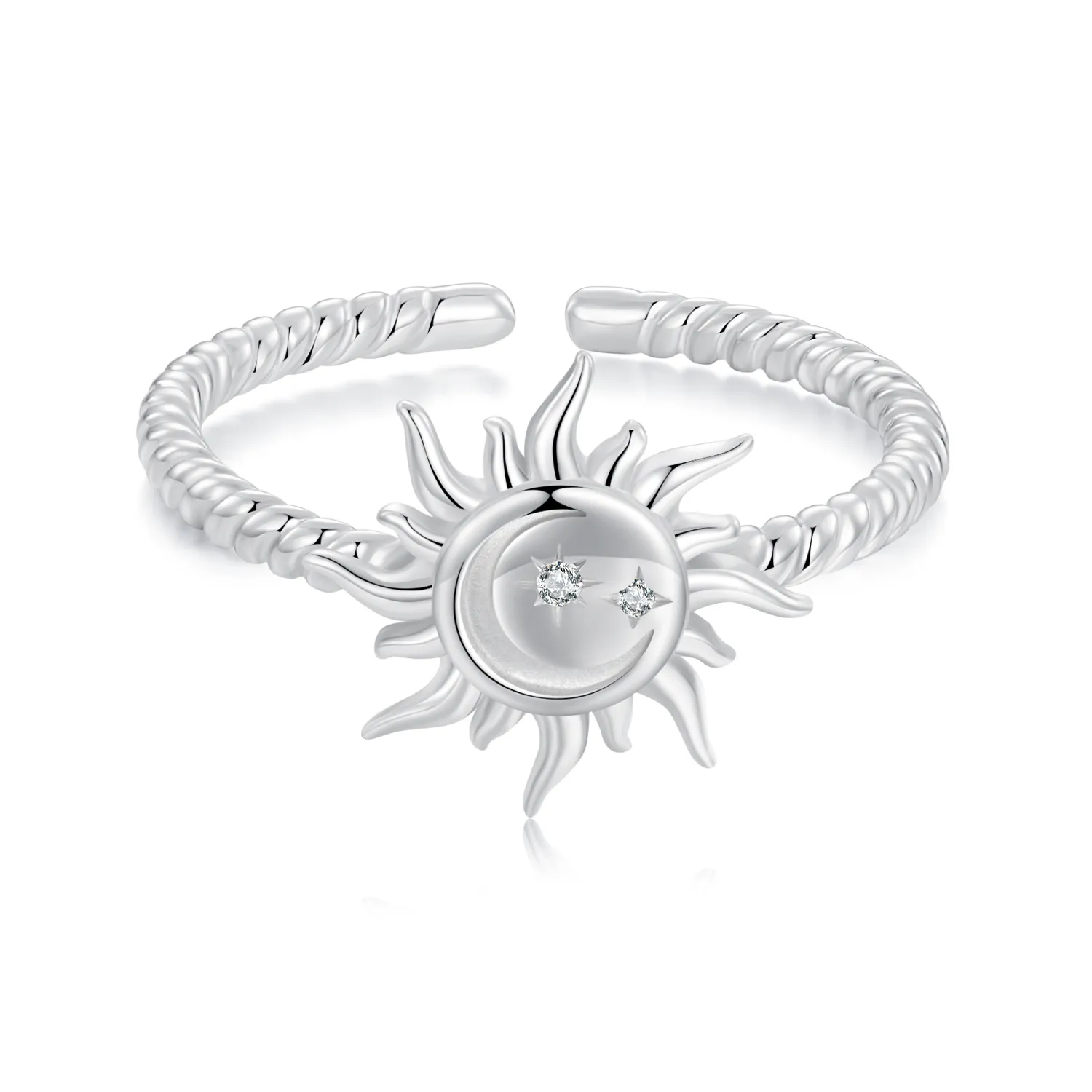 pandora style sun and moon open ring scr1038e