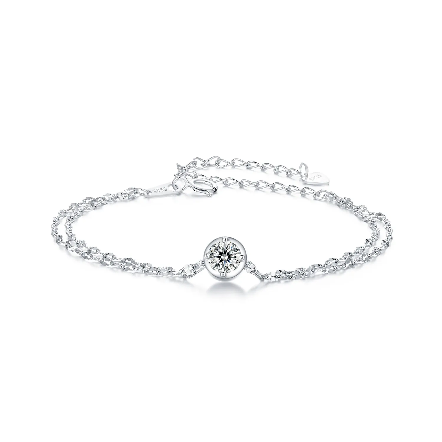 pandora style 05ct moissanite double tile bracelet with one certificate msb020