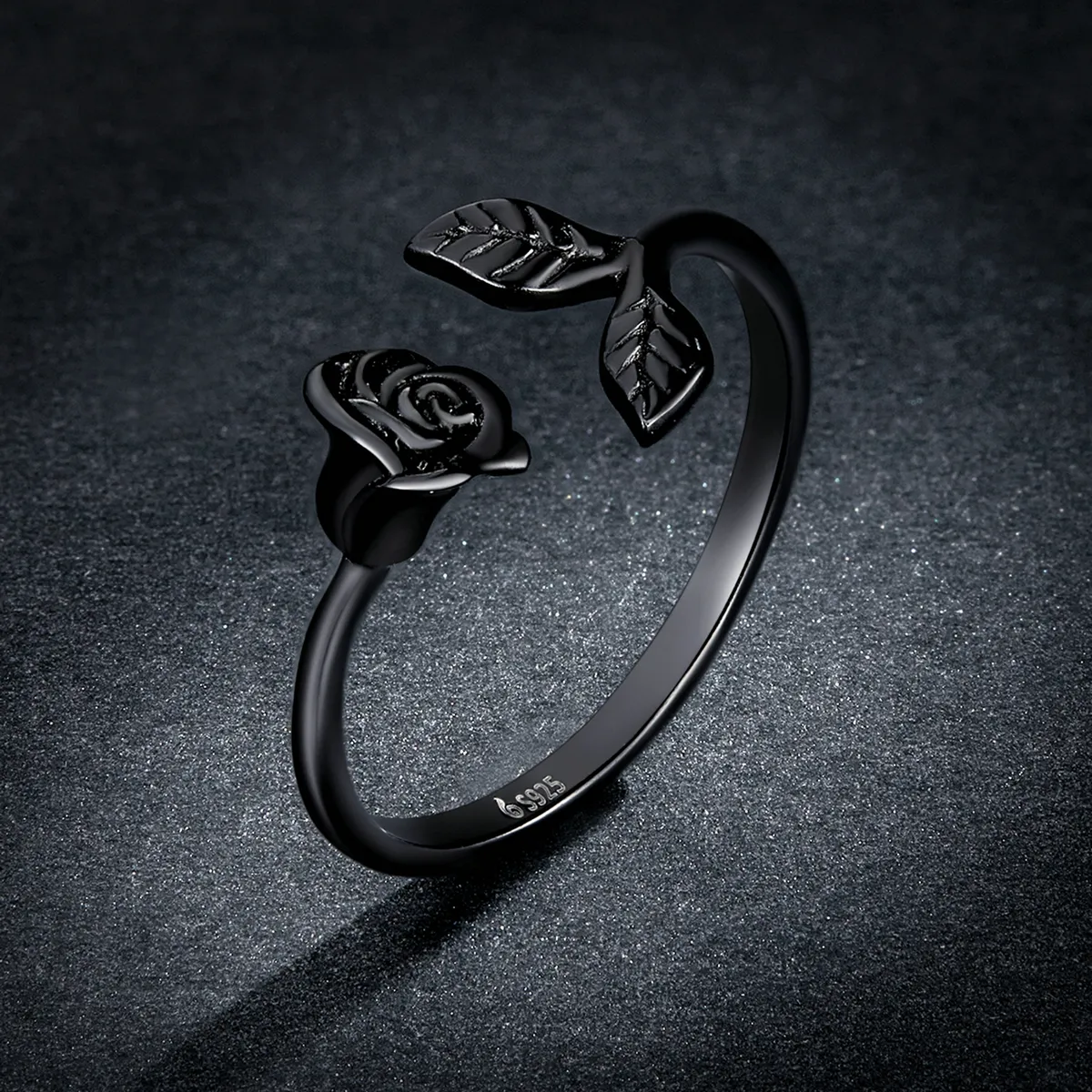 PANDORA Style Black Rose Open Ring - BSR239