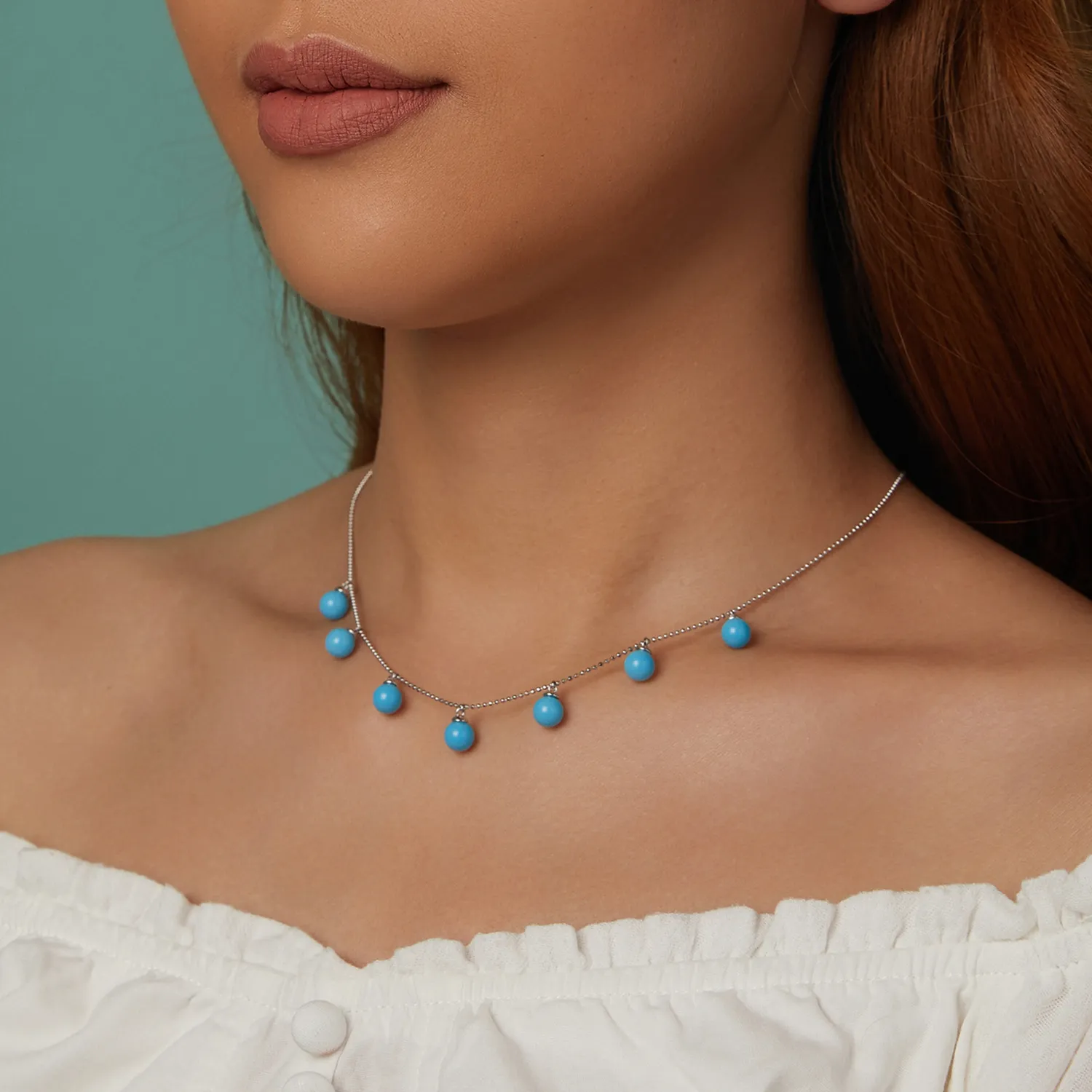 PANDORA Style Blue turquoise clavicle necklace - BSN405