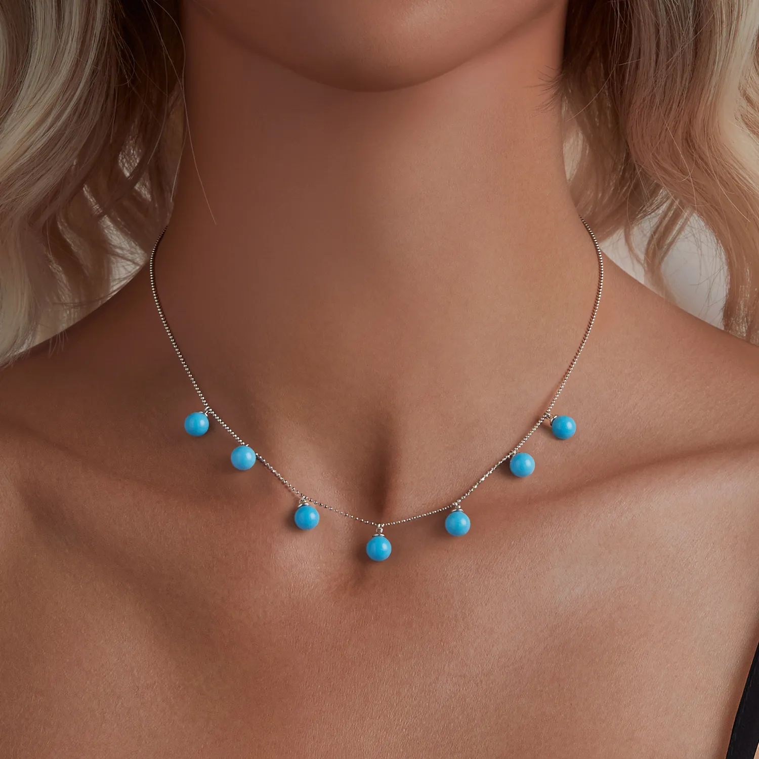 PANDORA Style Blue turquoise clavicle necklace - BSN405