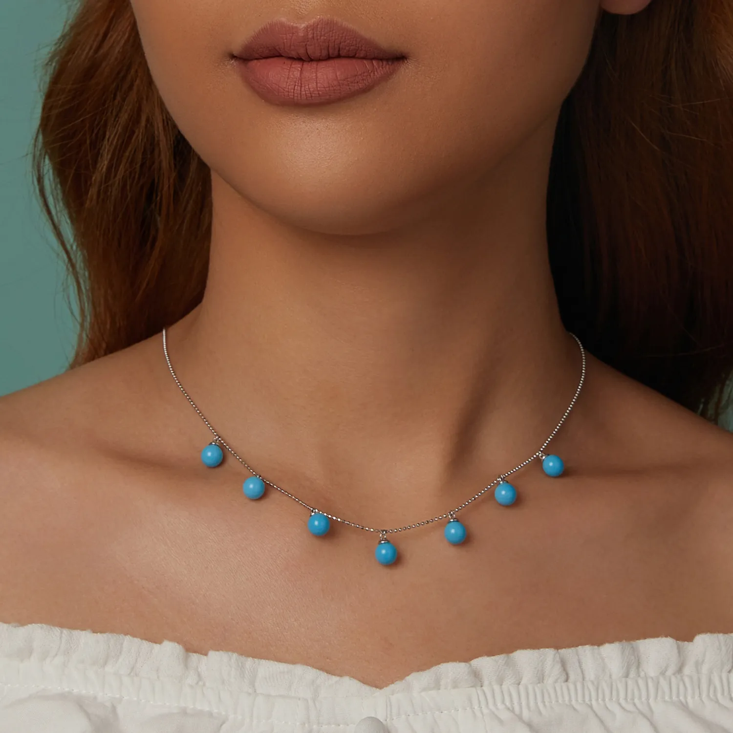 PANDORA Style Blue turquoise clavicle necklace - BSN405