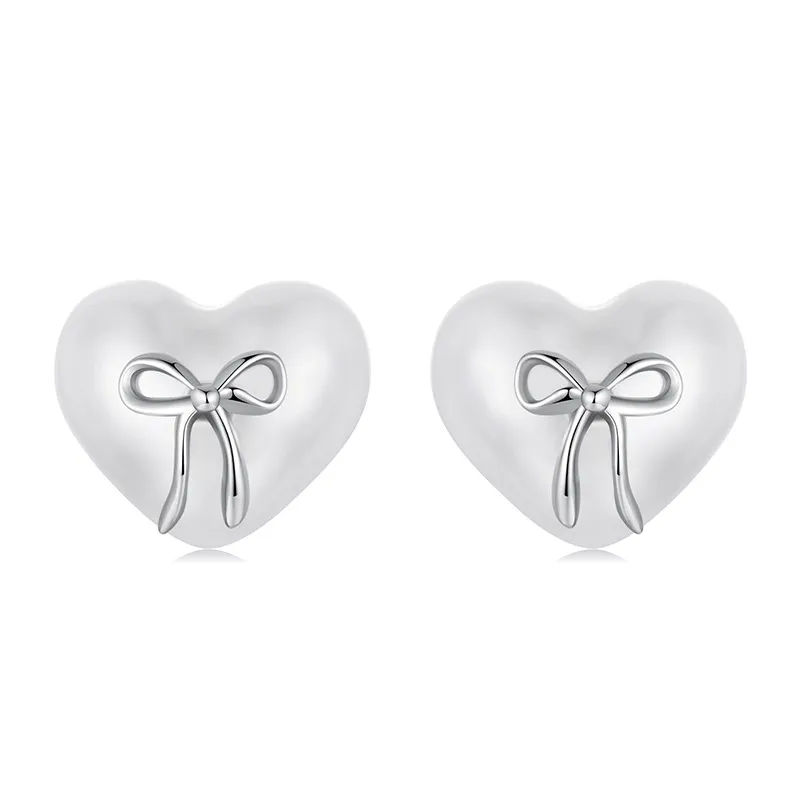 PANDORA Style Bow Heart Earrings - SCE1810