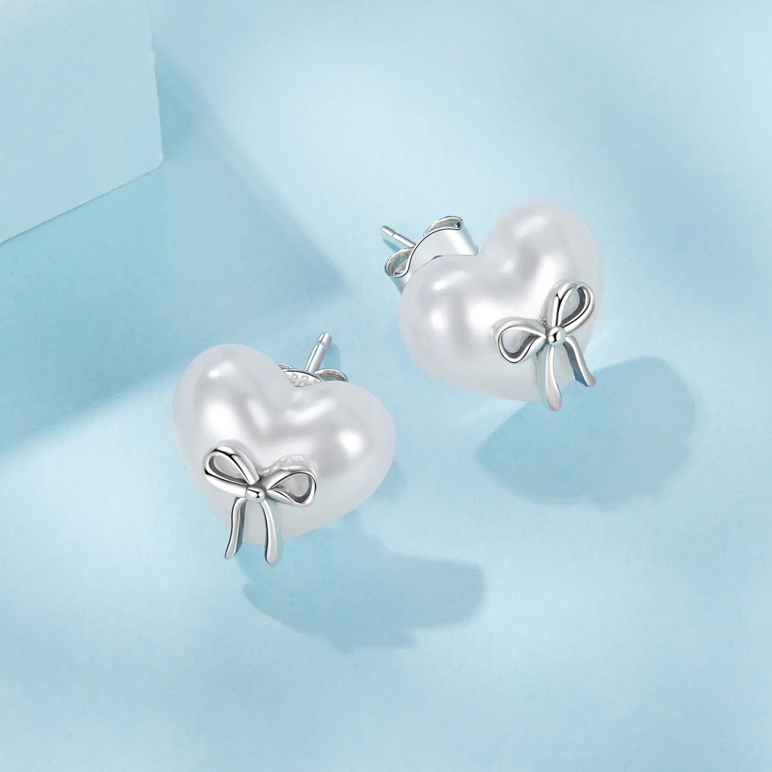 PANDORA Style Bow Heart Earrings - SCE1810