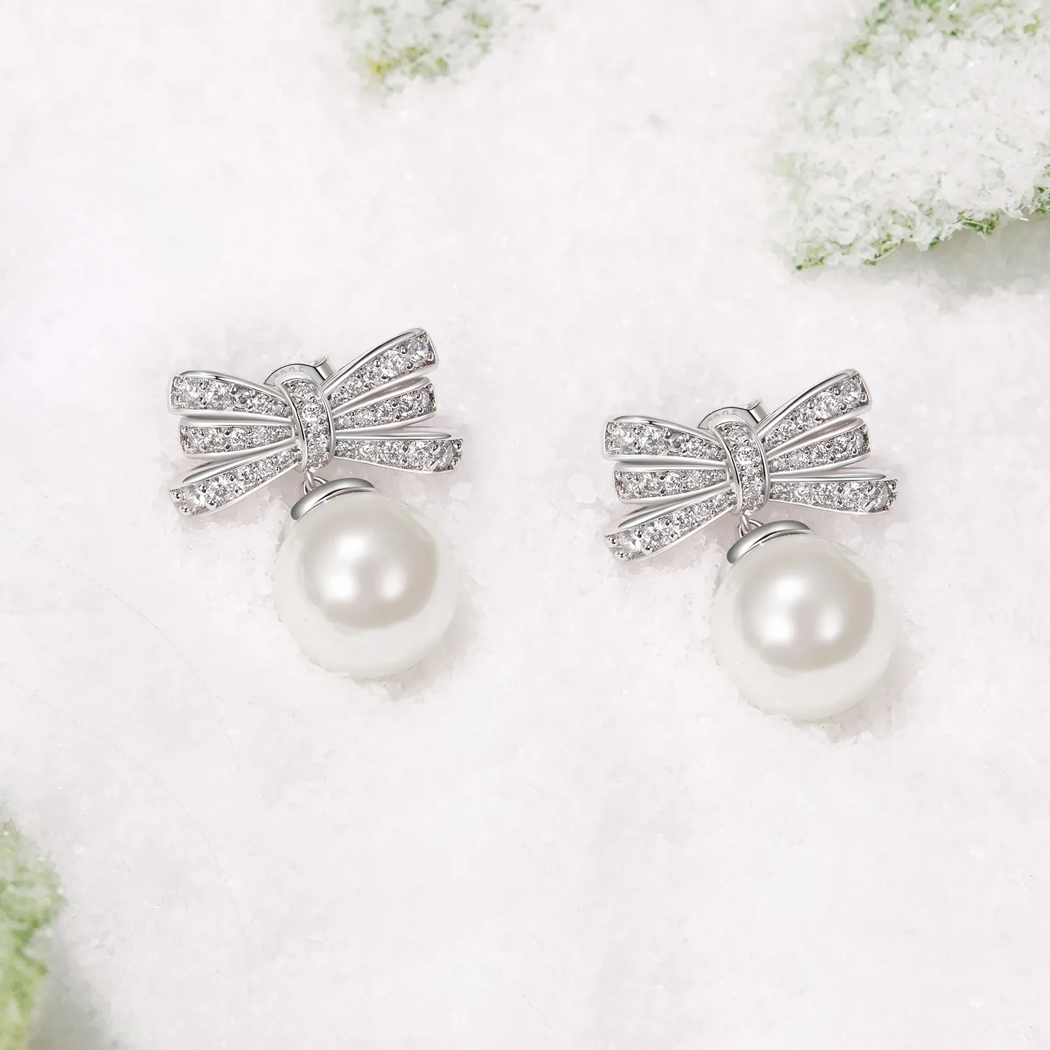 PANDORA Style Bow Pearl Earrings - YIE247