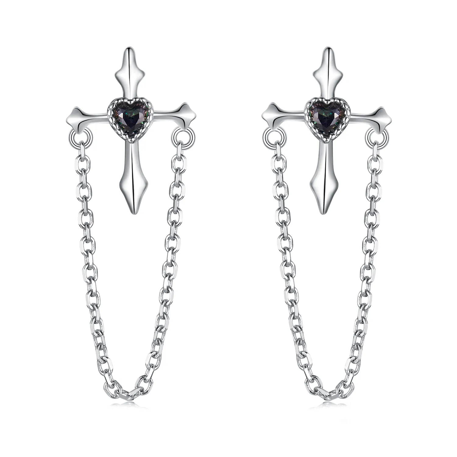 pandora style chain cross earrings sce1808