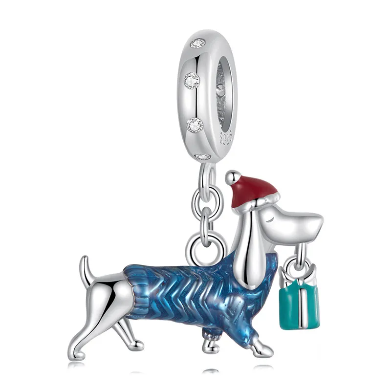 pandora style christmas dachshund pendant bsc1069