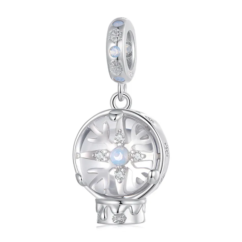 PANDORA Style Christmas Snowflake Crystal Ball Pendant - SCC2917