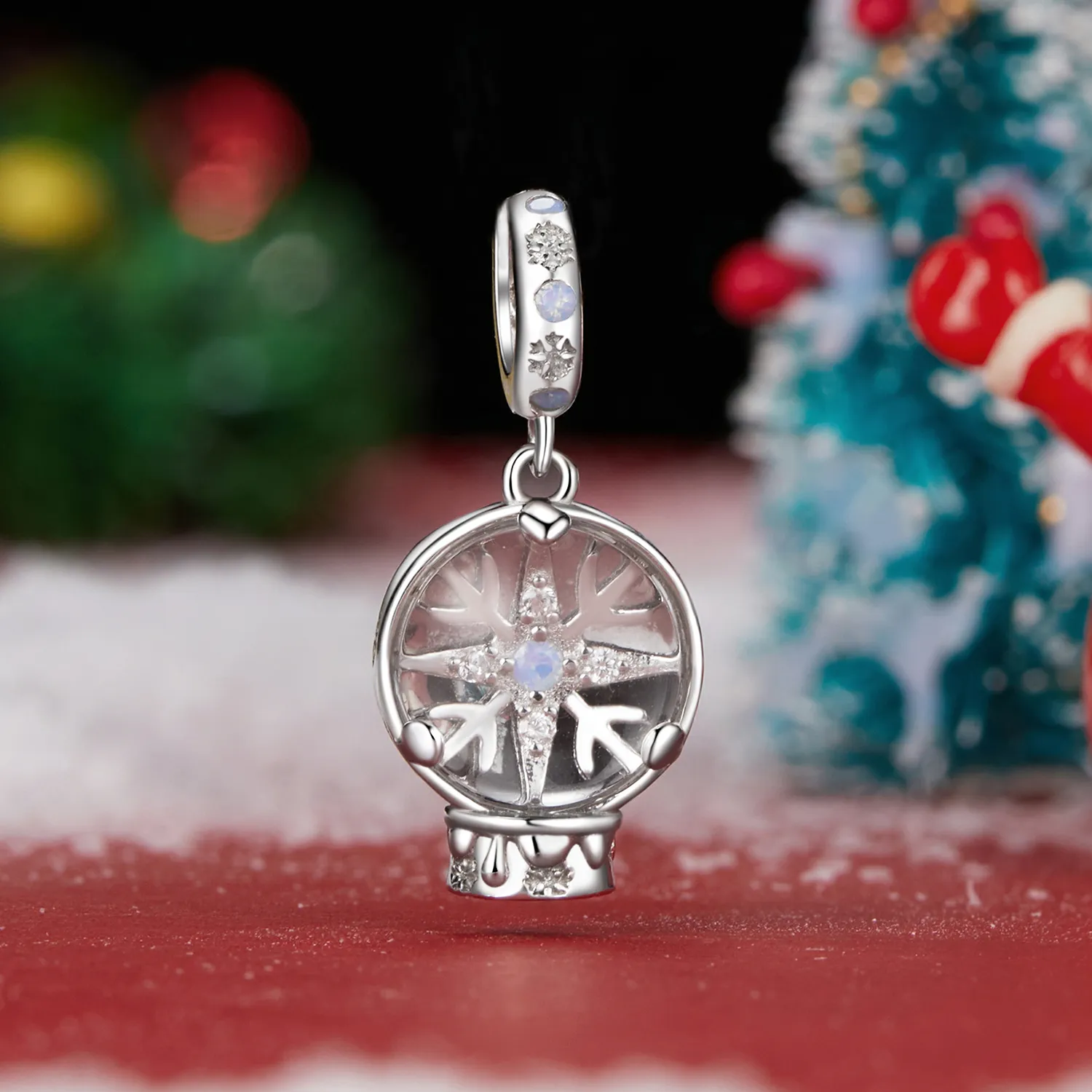 PANDORA Style Christmas Snowflake Crystal Ball Pendant - SCC2917