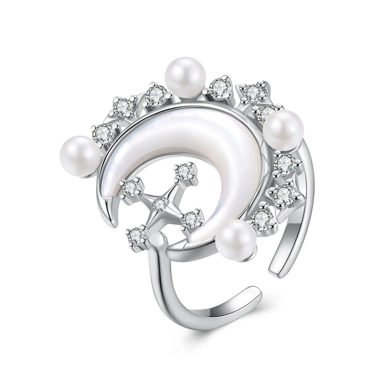 pandora style crescent moon ring yir243 e