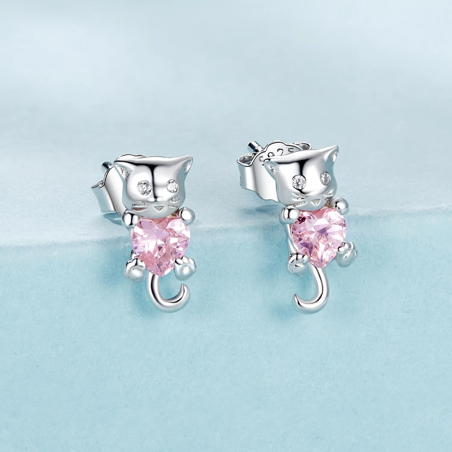 PANDORA Style Heart Cat Earrings - SCE1773