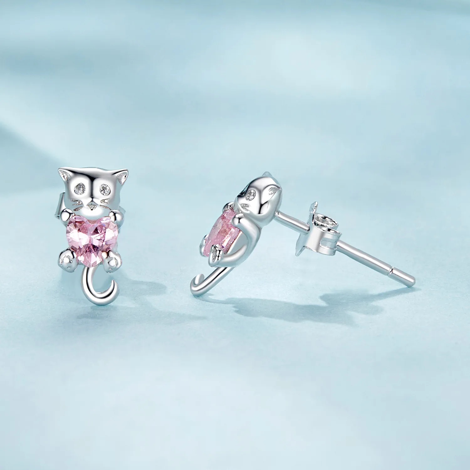 PANDORA Style Heart Cat Earrings - SCE1773