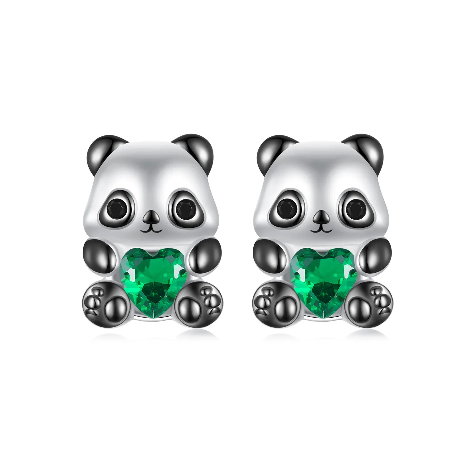 pandora style heart panda earrings sce1775