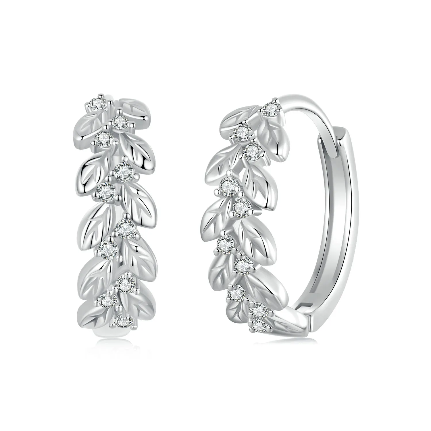 pandora style leaf earrings bse1086