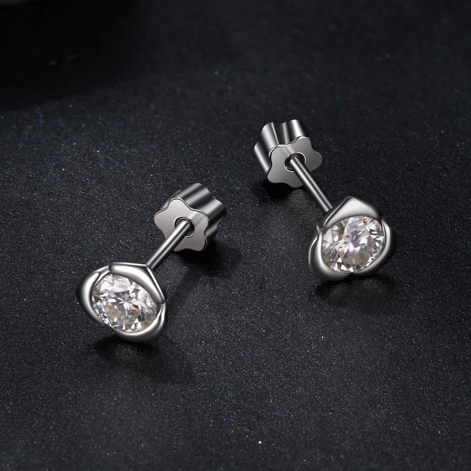 PANDORA Style Moissanite Rose Earrings (with one certificate) - MSE071